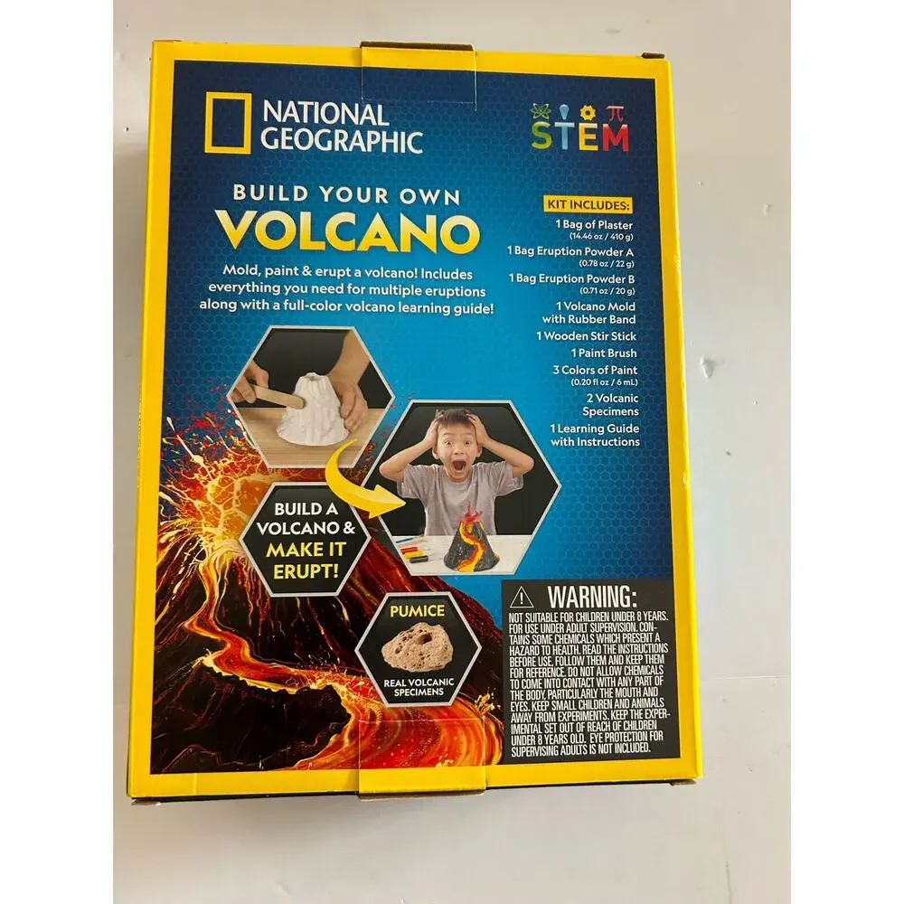 National Geographic Build Your Own Volcano Kids Erupt Explosion NEW Unopened